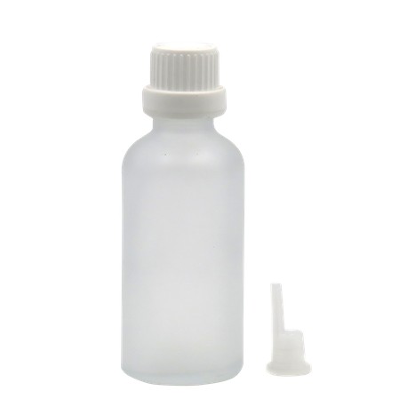 Flacon pharmaceutique clair 30 ml bouchon a vis blanc standard