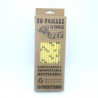 Paquet de 50 pailles papier coloris bambou jaunes