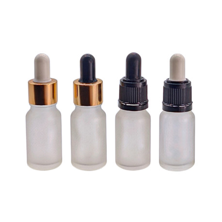 Flacon 10ml Transparent mat + Pipette noire ou dorée